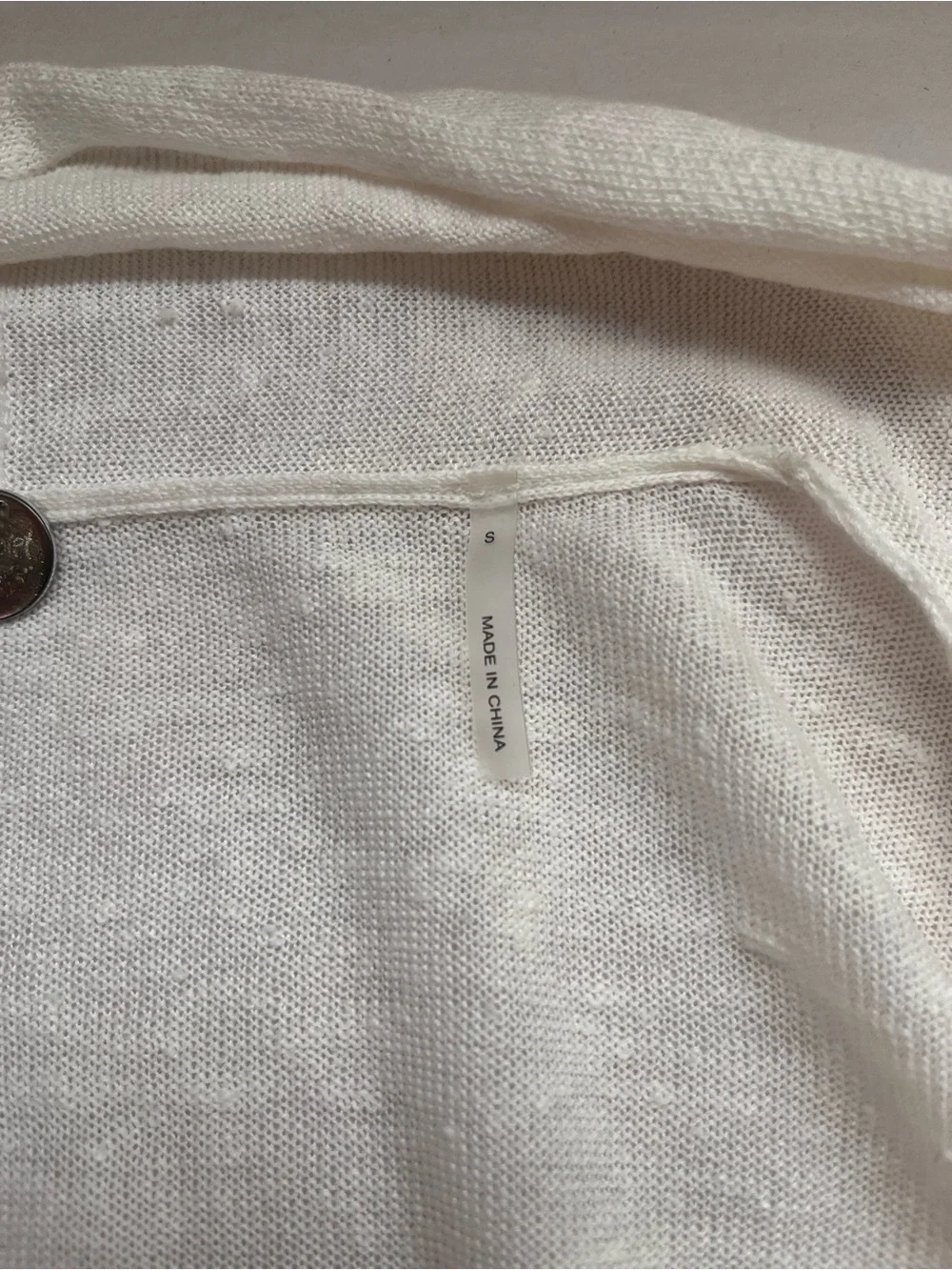 Margaret O'Leary White Open-Front Long Line 100% Linen Cardigan Small